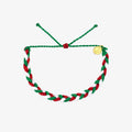 Red Green & White Braided Bracelet