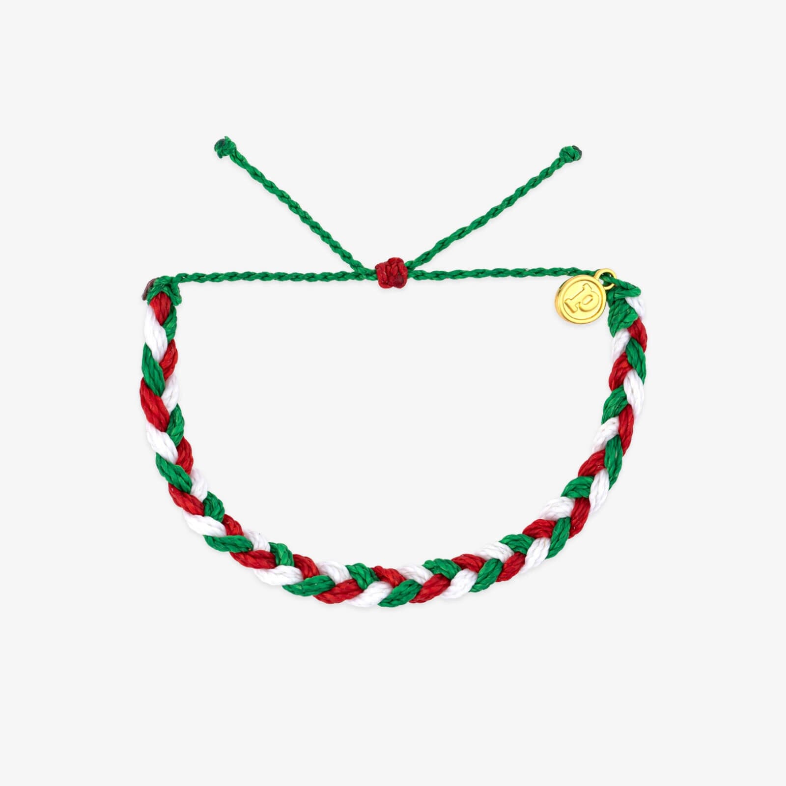 Red Green & White Braided Bracelet