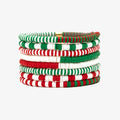 Red Green & White Stretch Bracelet Set of 8
