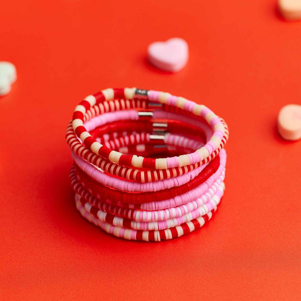 Vacation Vibes Pink Moment Stretch Bracelet Set of 8