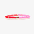 Pink and Red Vinyl Disc Bead Stretch Bracelet Set