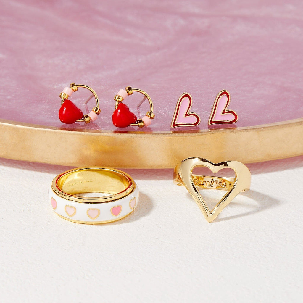 Heart Bead Stud Earrings