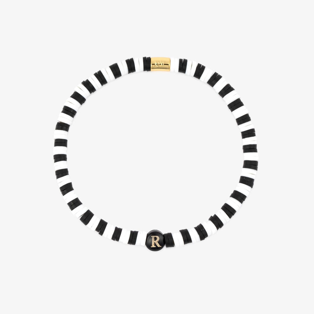 Black and White Alphabet Stretch Bracelet