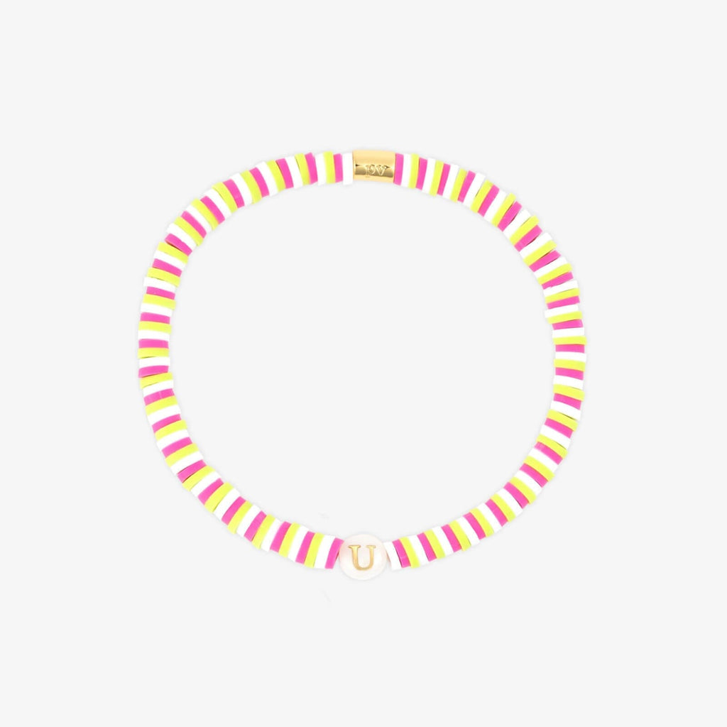 Raspberry Alphabet Stretch Bracelet