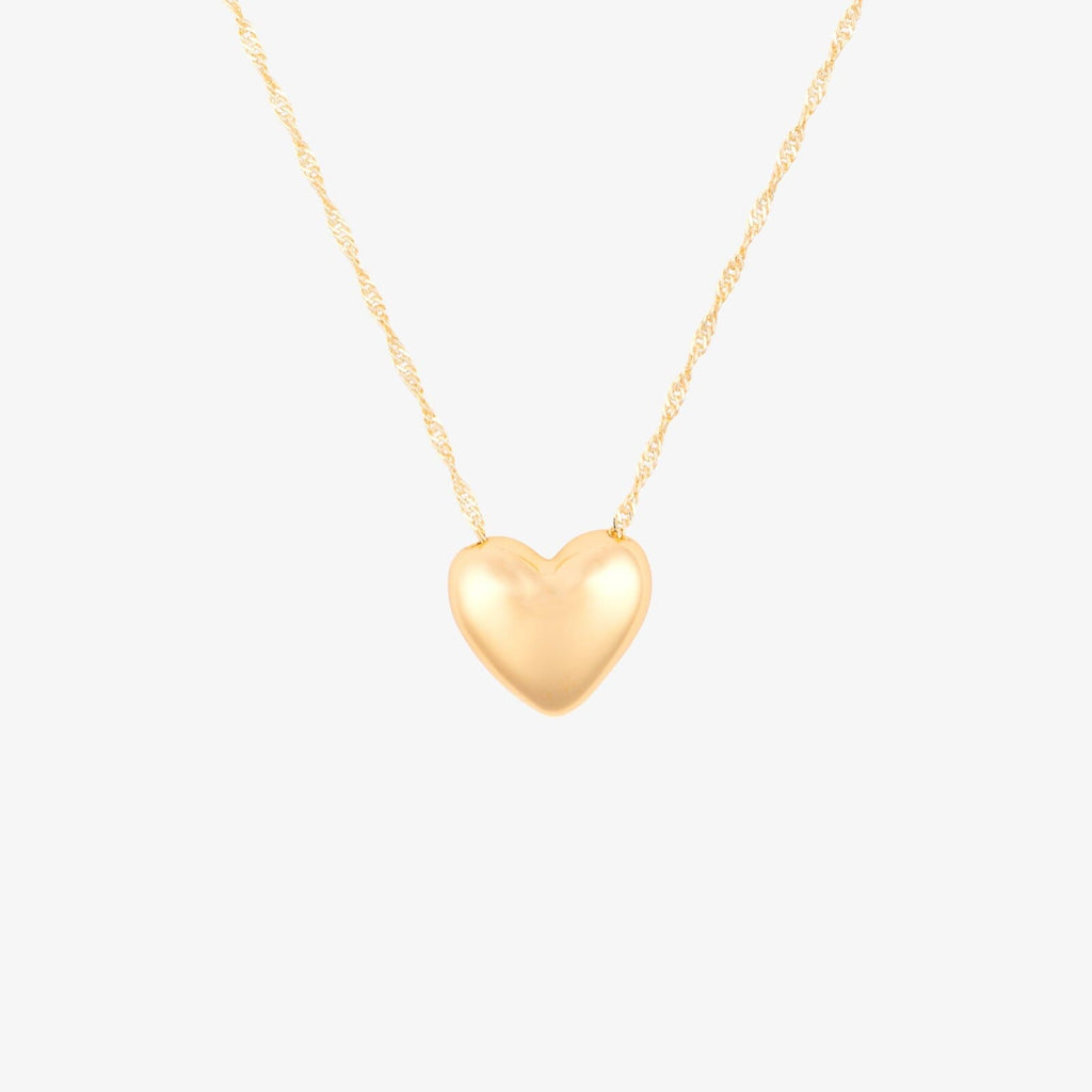 Puffy Heart Bead Pendant Necklace