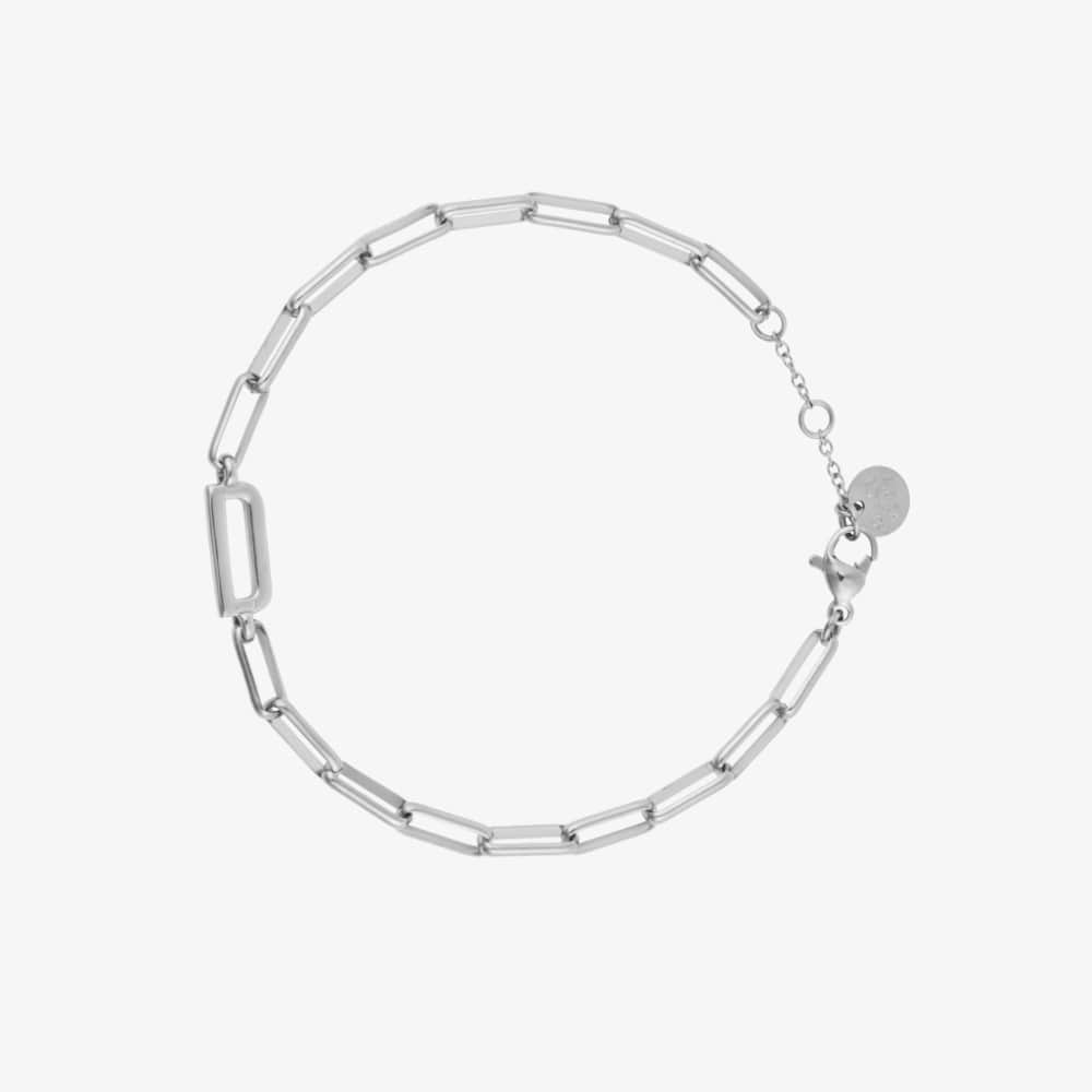 Silver Initial Paperclip Chain Bracelet