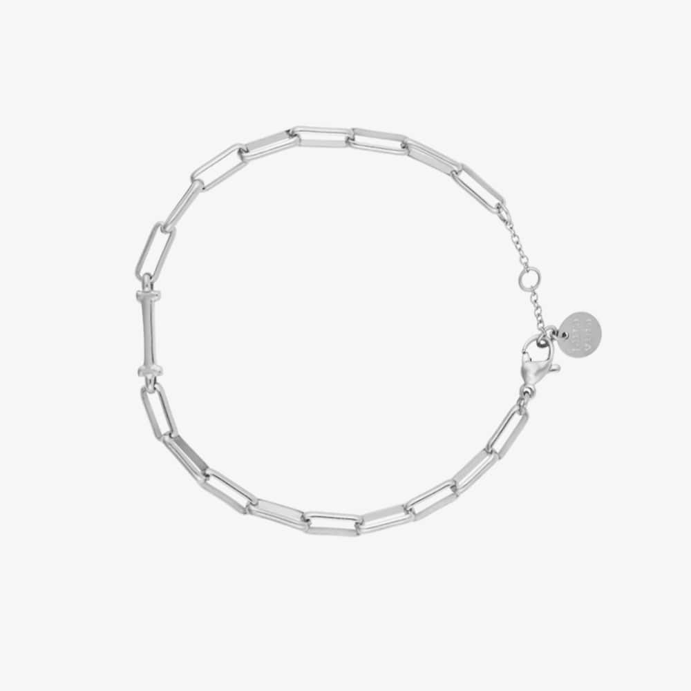 Silver Initial Paperclip Chain Bracelet