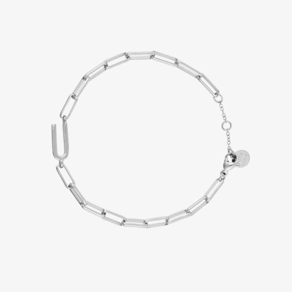 Silver Initial Paperclip Chain Bracelet